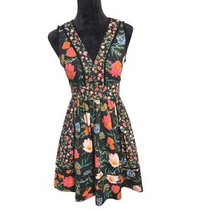 Kate Spade A-Line Mixed Blossom V Neck Fit &‎ Flare Pocket Dress Womens Size 0